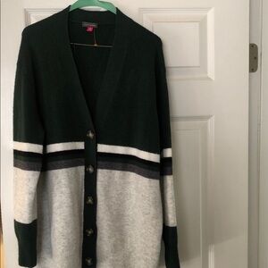 Vince Camuto Dark Green and Gray Cardigan
